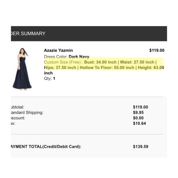 Azazie Yazmin Dark Navy bridesmaid dress - size 34 bust, 27.5 waist, 37.5 hips - Picture 2 of 12